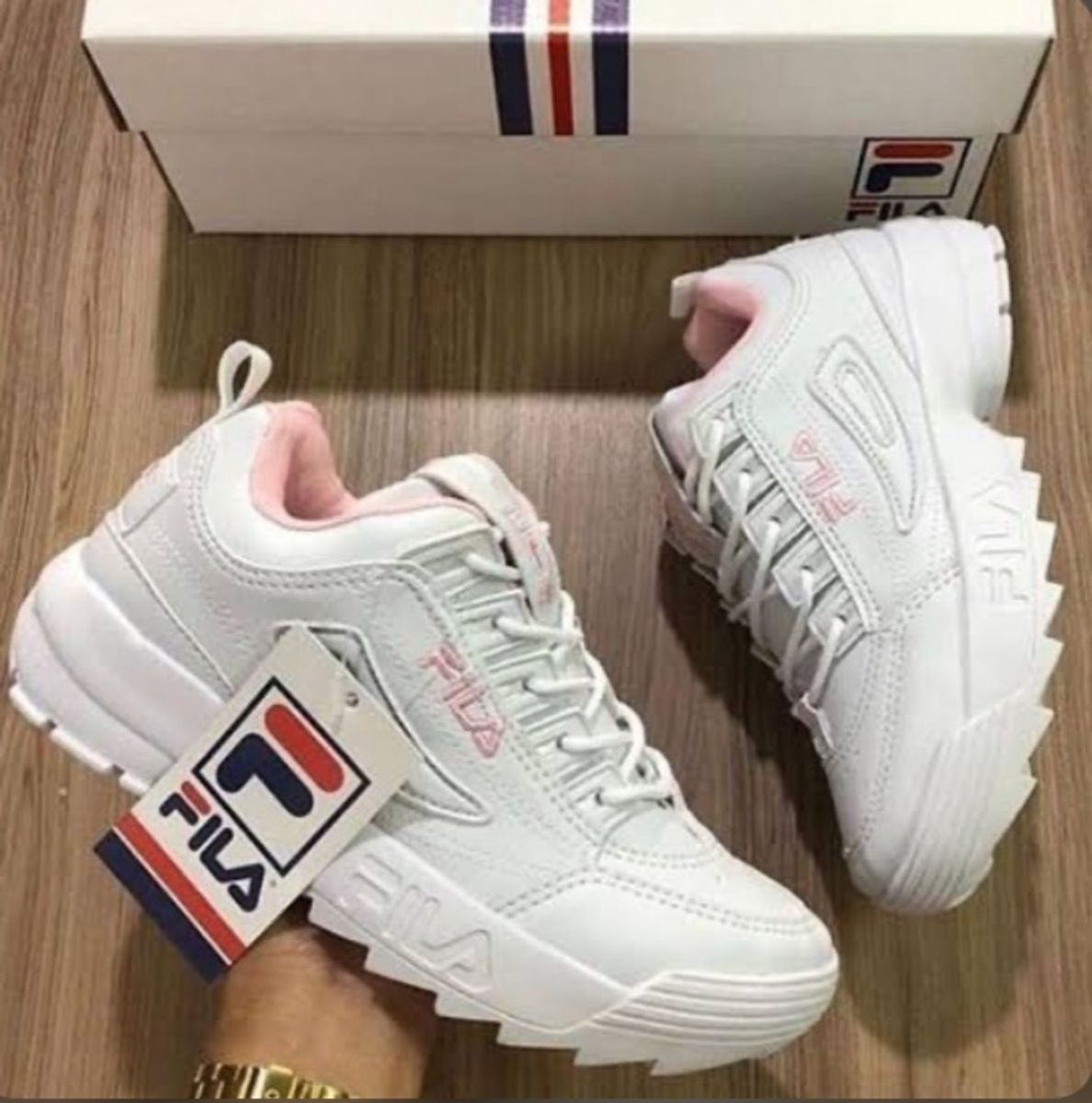 fila branco e rosa disruptor
