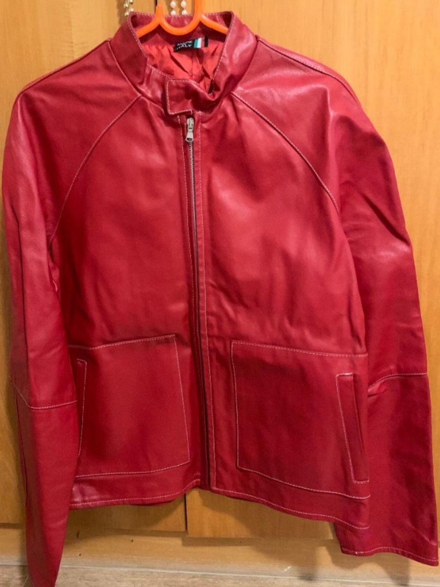 jaqueta de couro italiana masculina