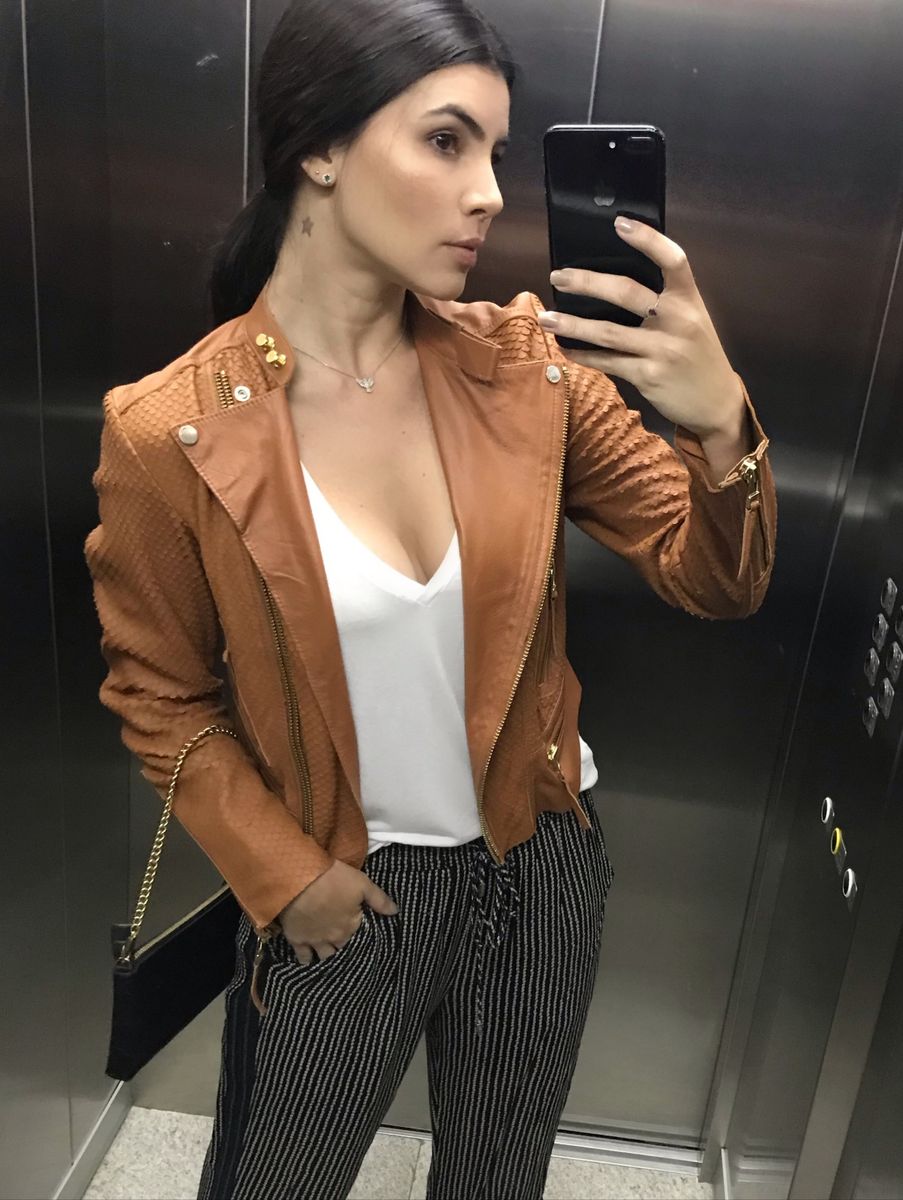 jaqueta de couro feminina animale