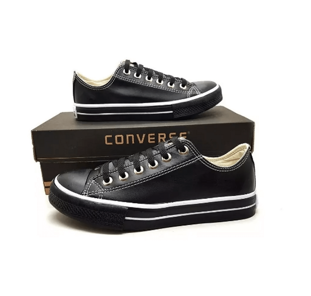 converse all star preto couro