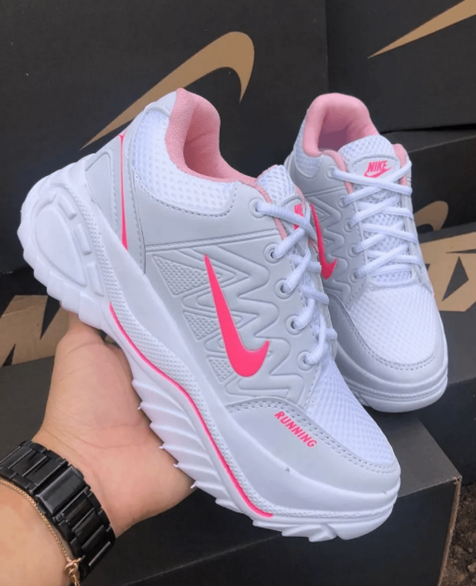 tenis feminino branco e rosa