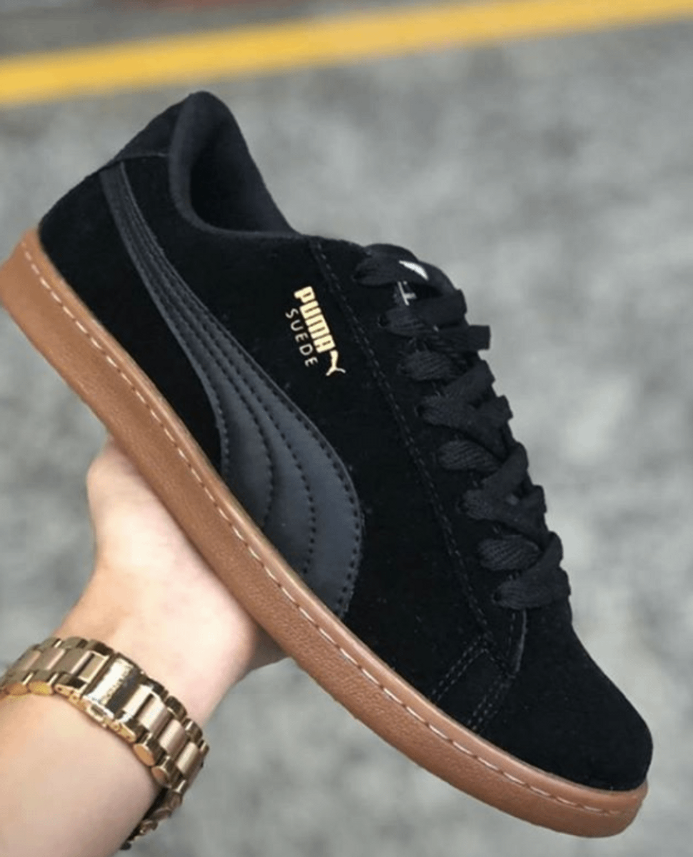 puma suede preto e marrom