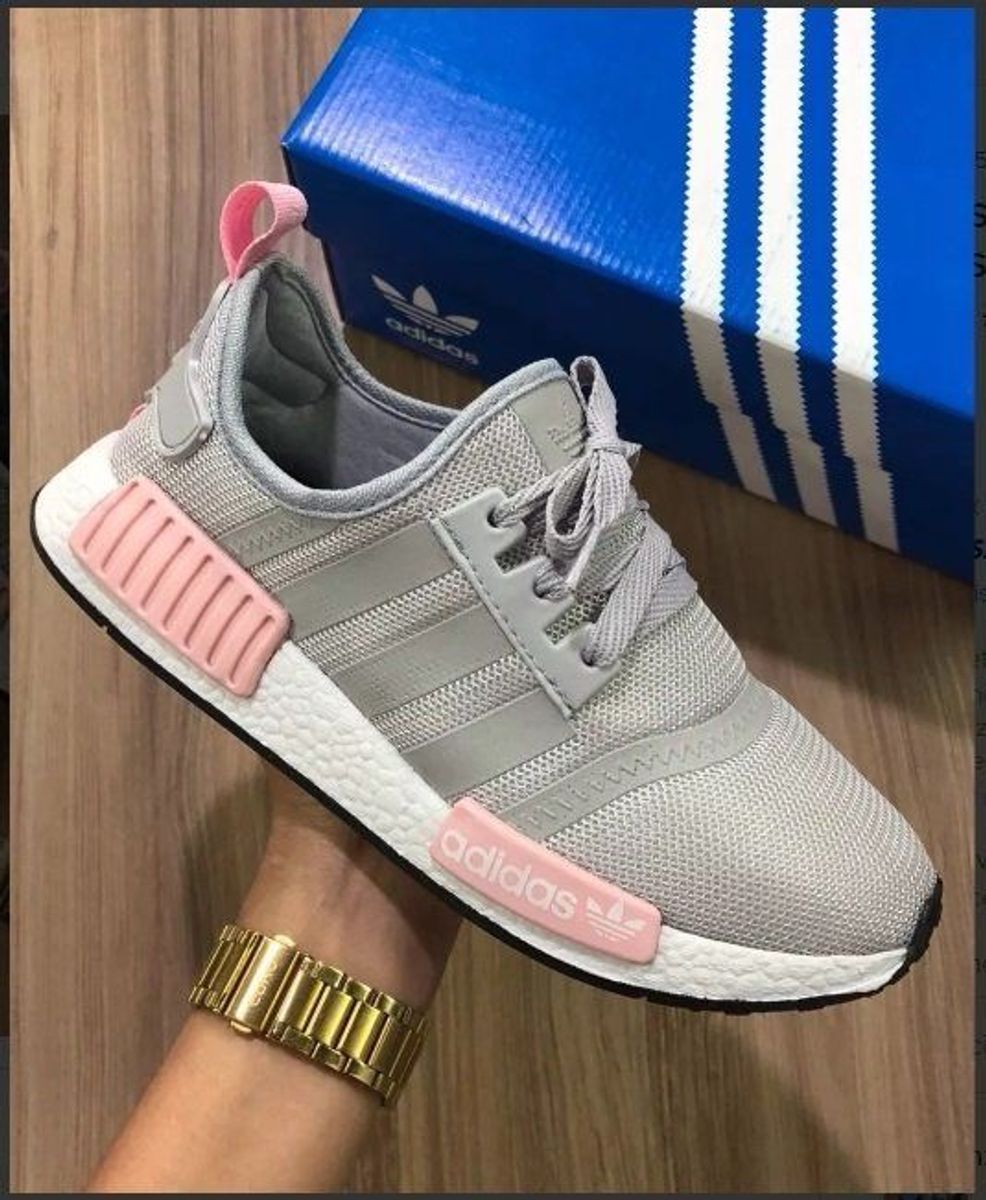 tenis adidas rosa e cinza