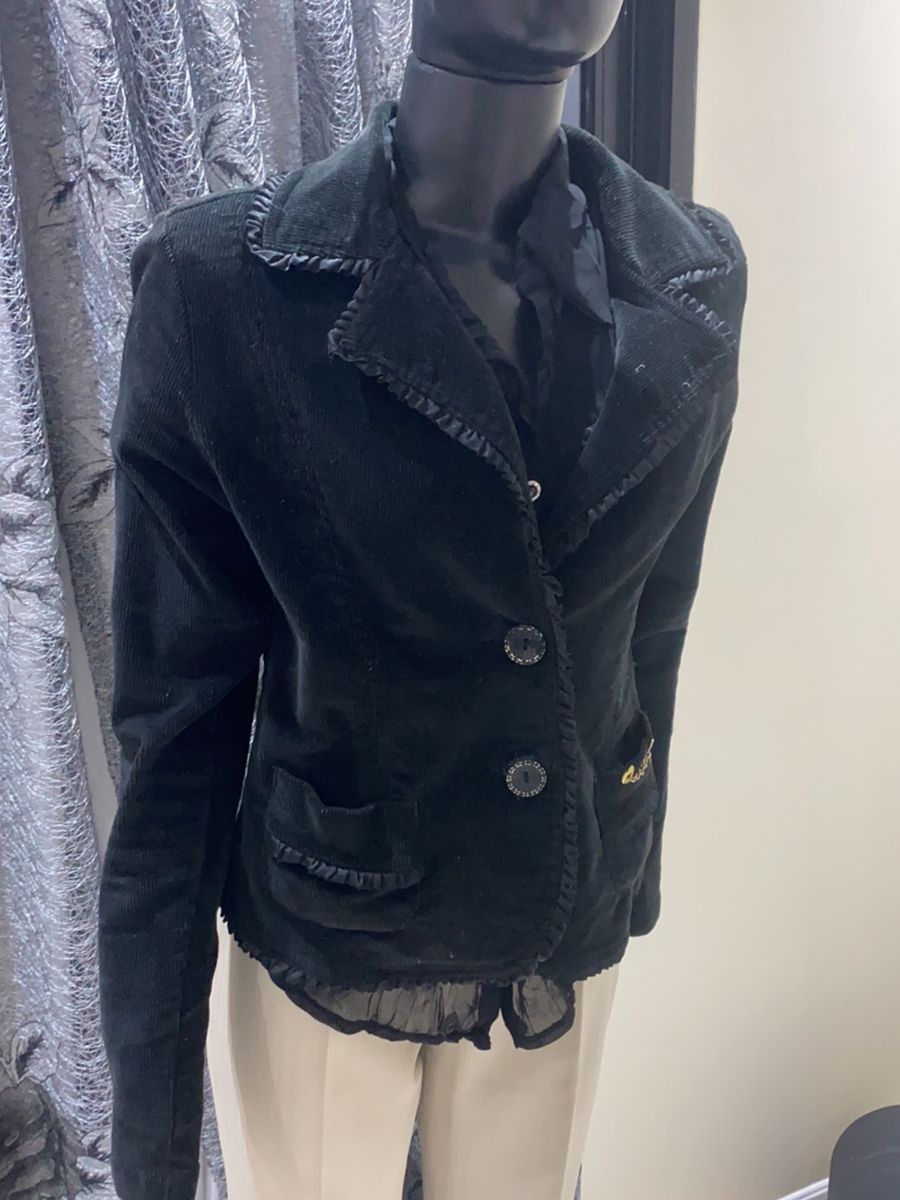 casaco de veludo preto feminino