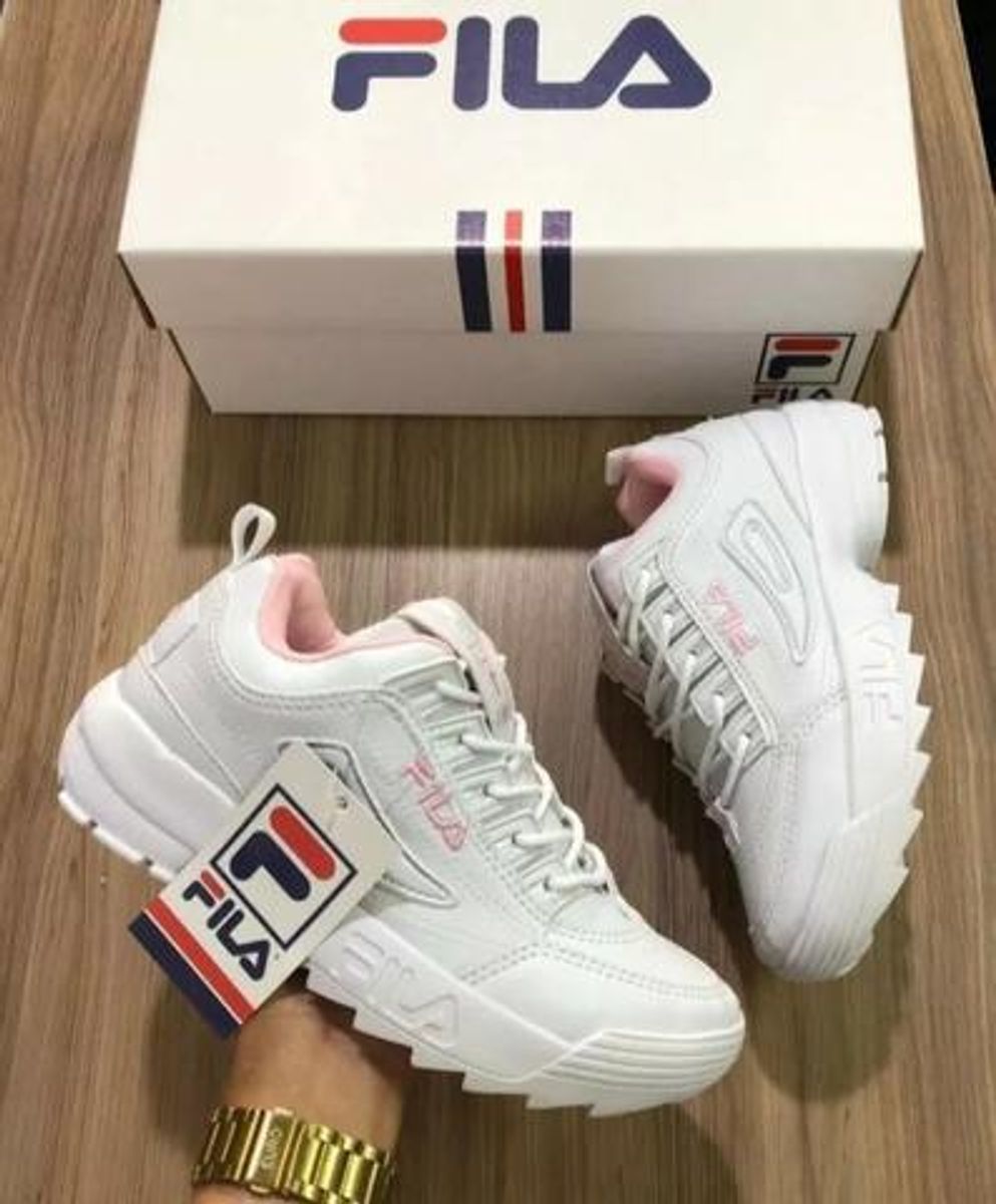 fila disruptor branco e rosa