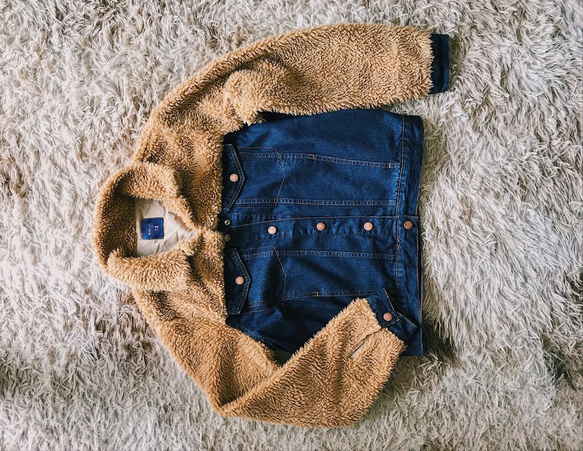 jaqueta jeans felpuda