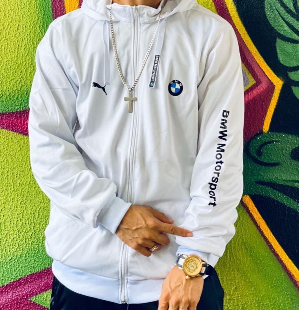 jaqueta puma bmw windbreaker branco