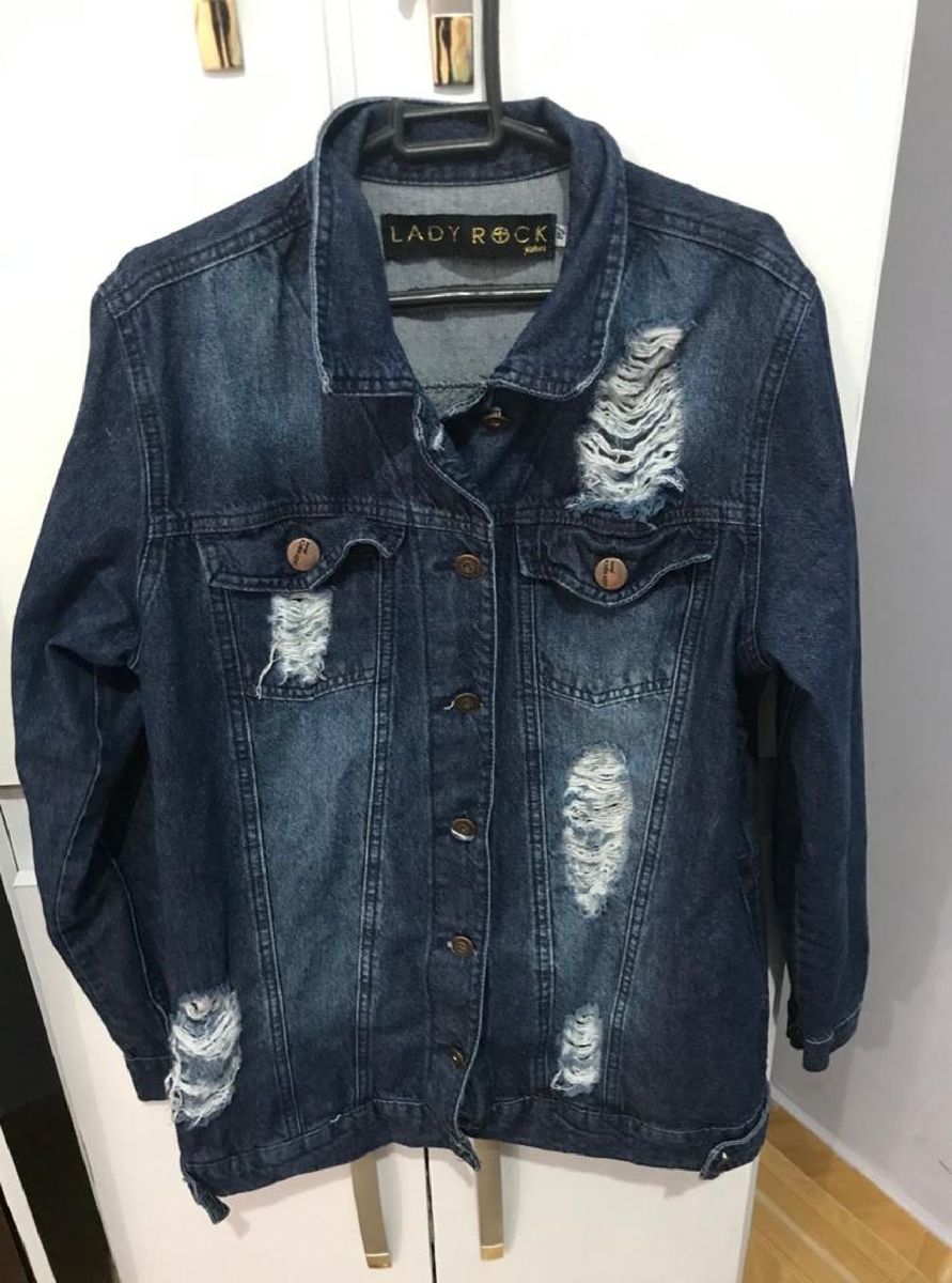 jaqueta maxi jeans feminina lady rock