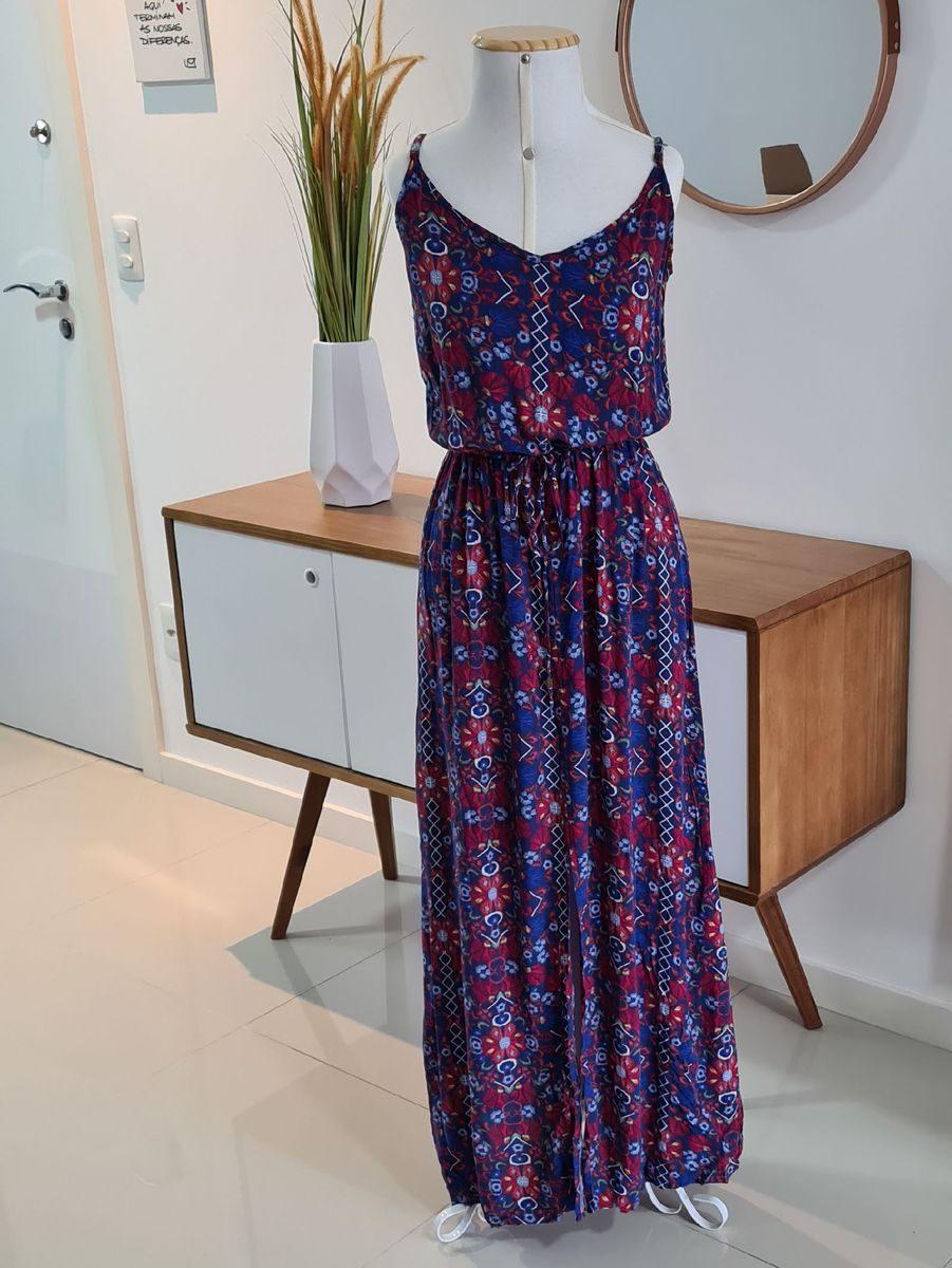 vestido longo estampado hering