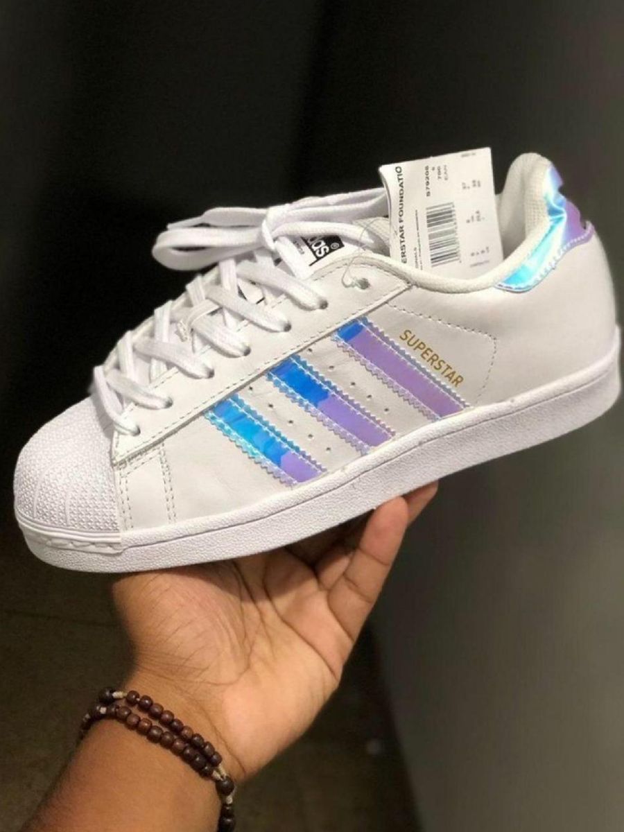 tenis adidas superstar holográfico feminino
