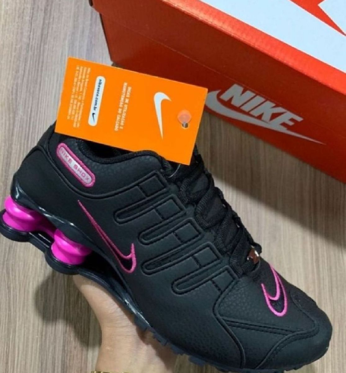 nike shox preto com rosa