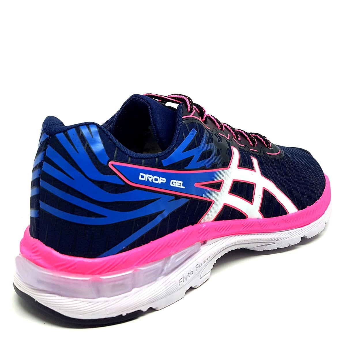 tenis asics rosa e azul