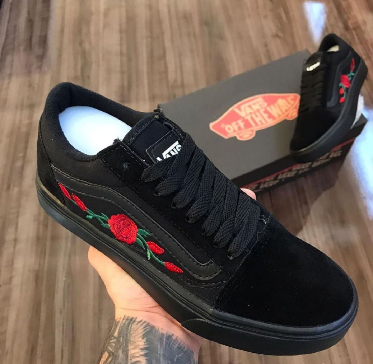 vans old skool preto flor