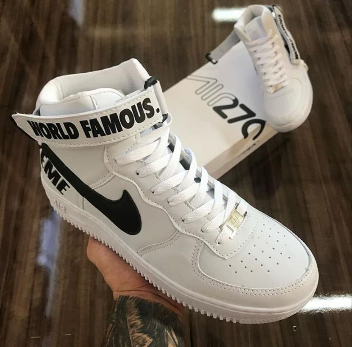 tenis nike air force world famous supreme bota cano alto