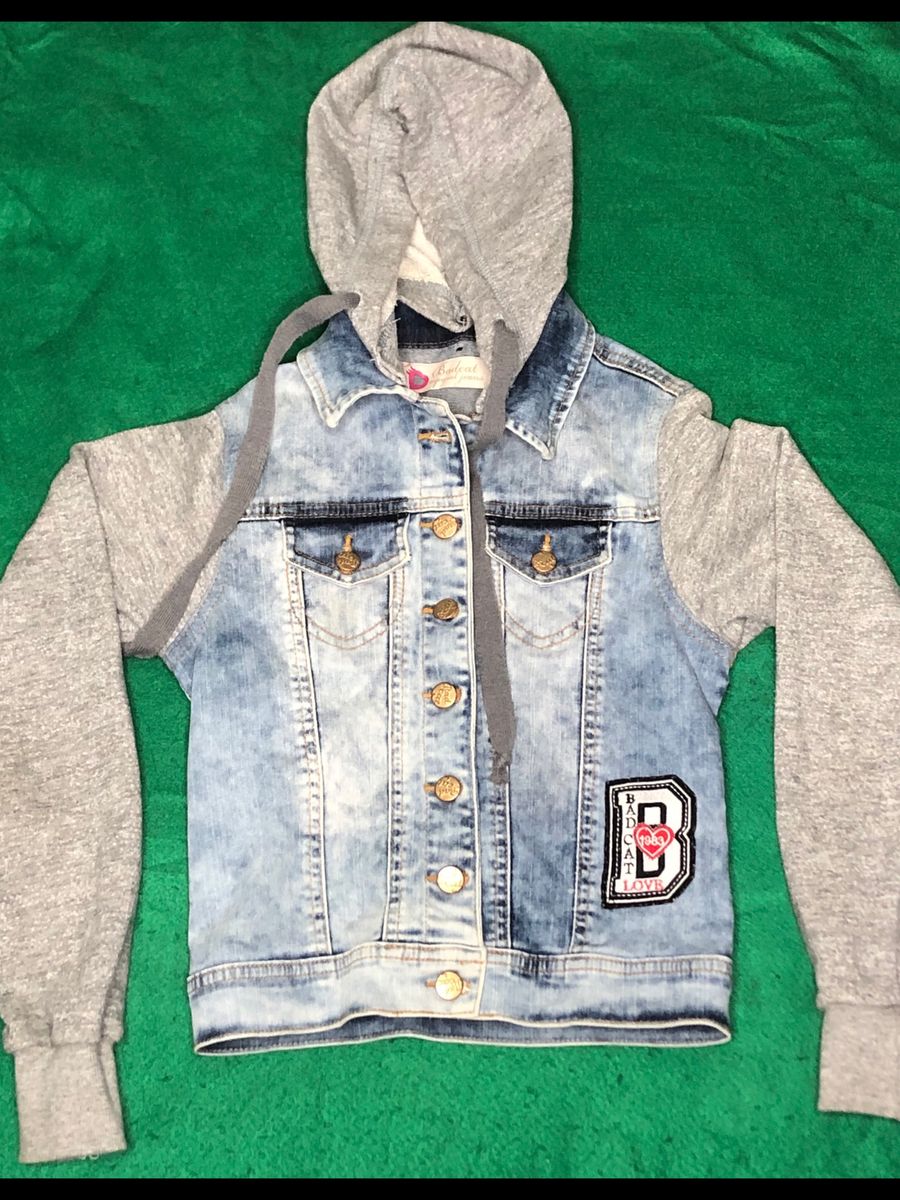 jaqueta jeans com moletom bad cat