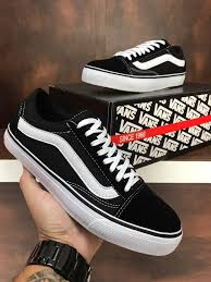 vans preto com listra branca feminino