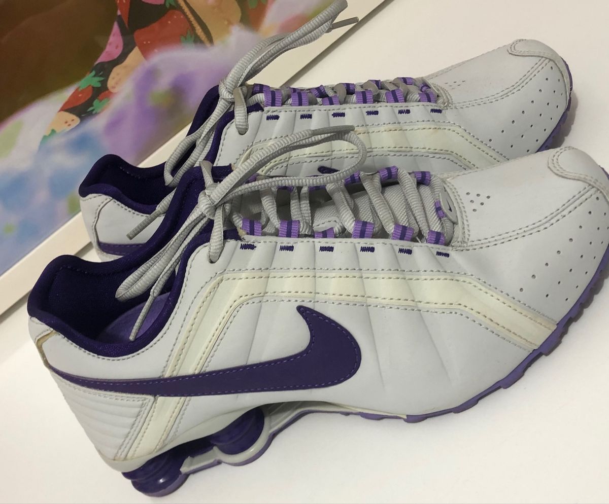 nike shox roxo e branco