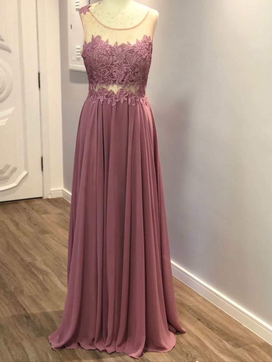 vestido rosa velho longo