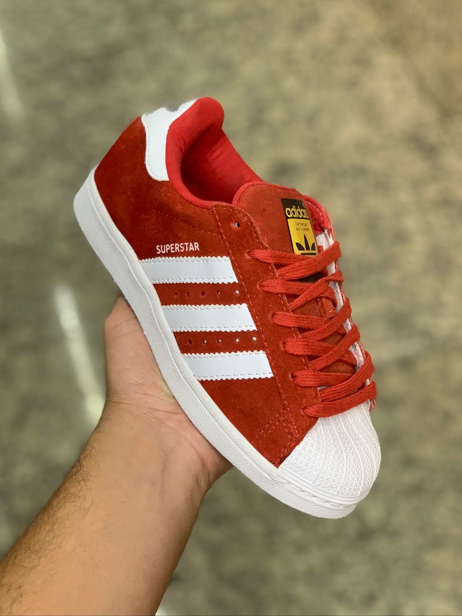 adidas superstar vermelho camurça