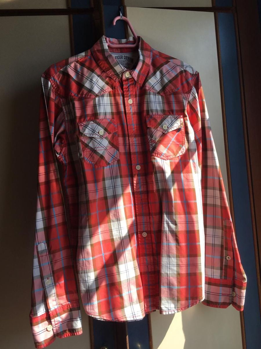 camisa xadrez tommy feminina