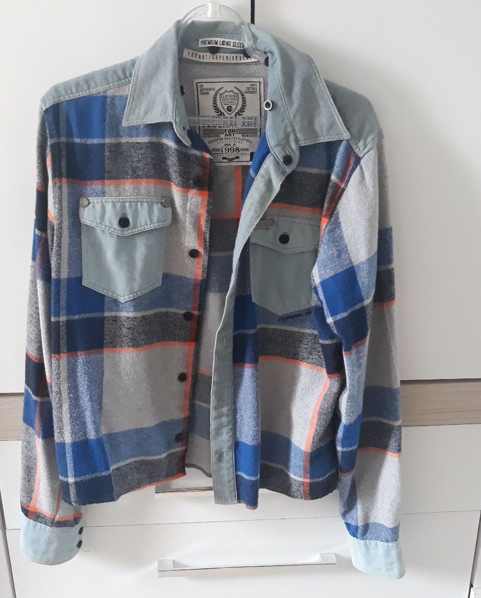 jaqueta jeans flanelada