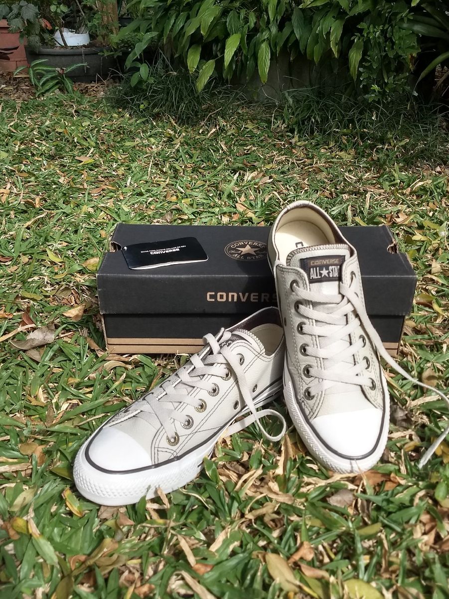 converse all star couro bege