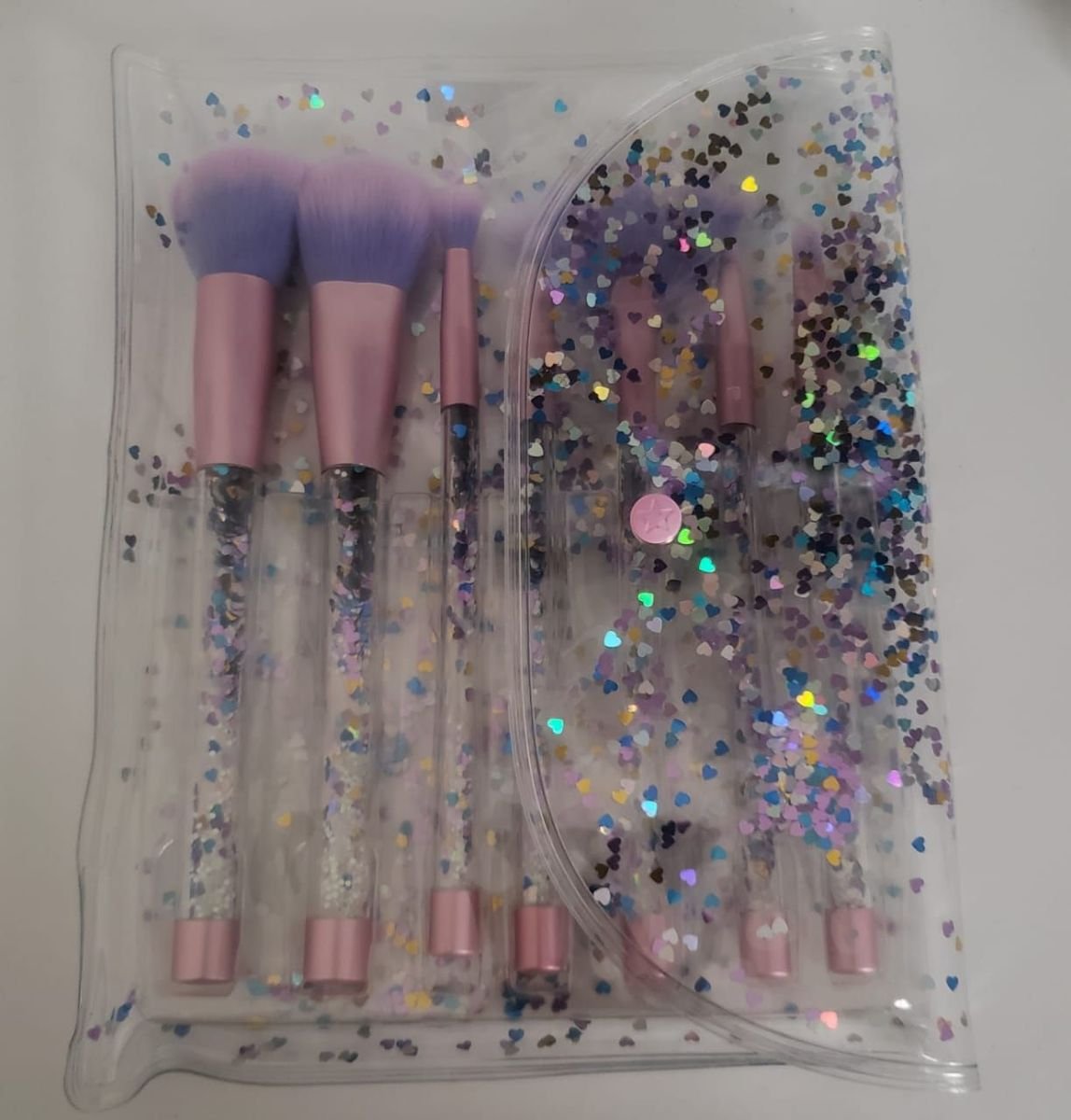 Kit 7 Pinceis De Glitter Sereia Tumblr Necessaire Glitter