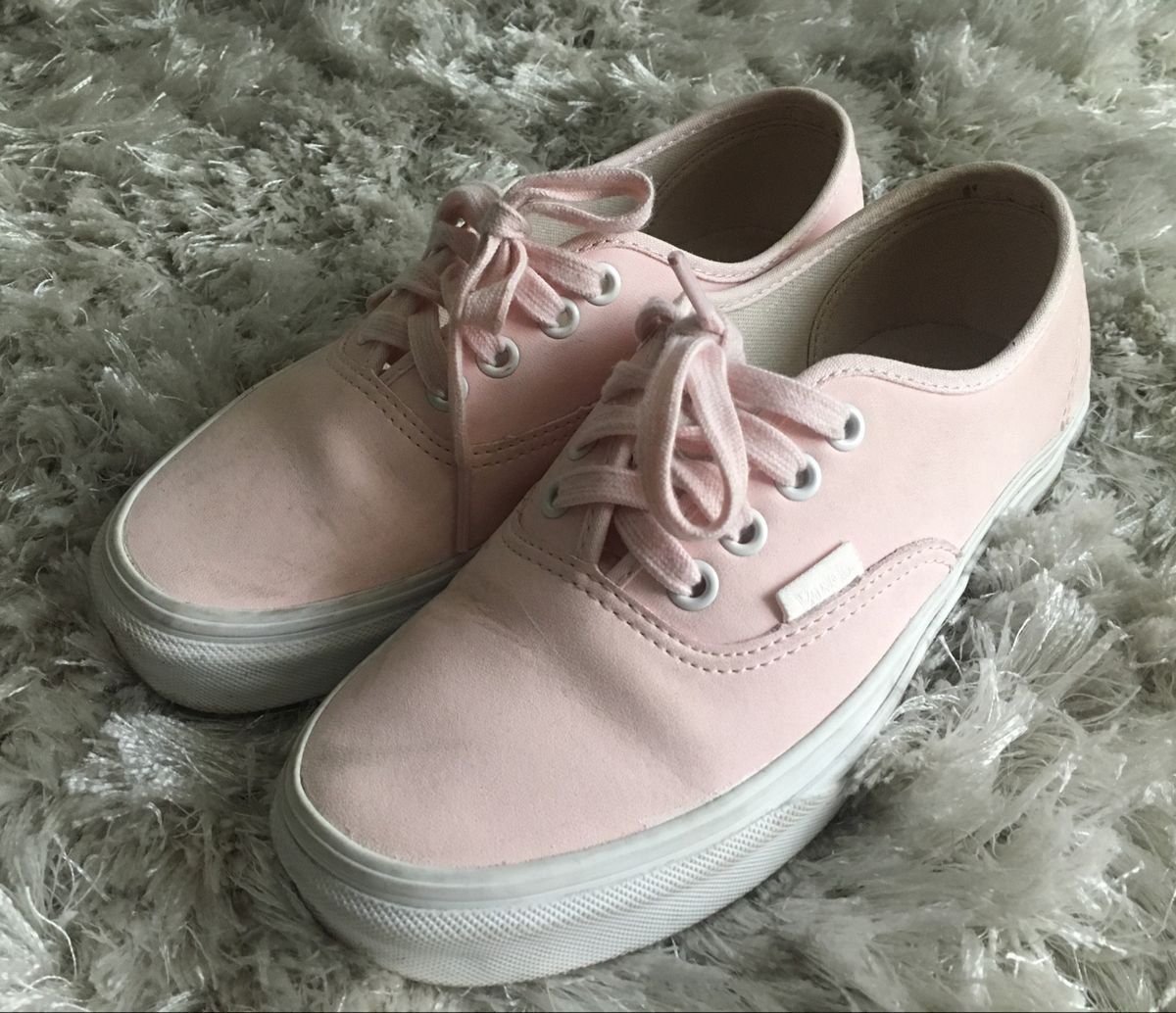 vans rosa couro