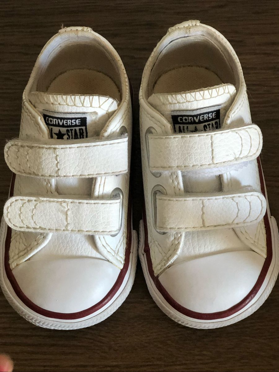 converse couro branco infantil