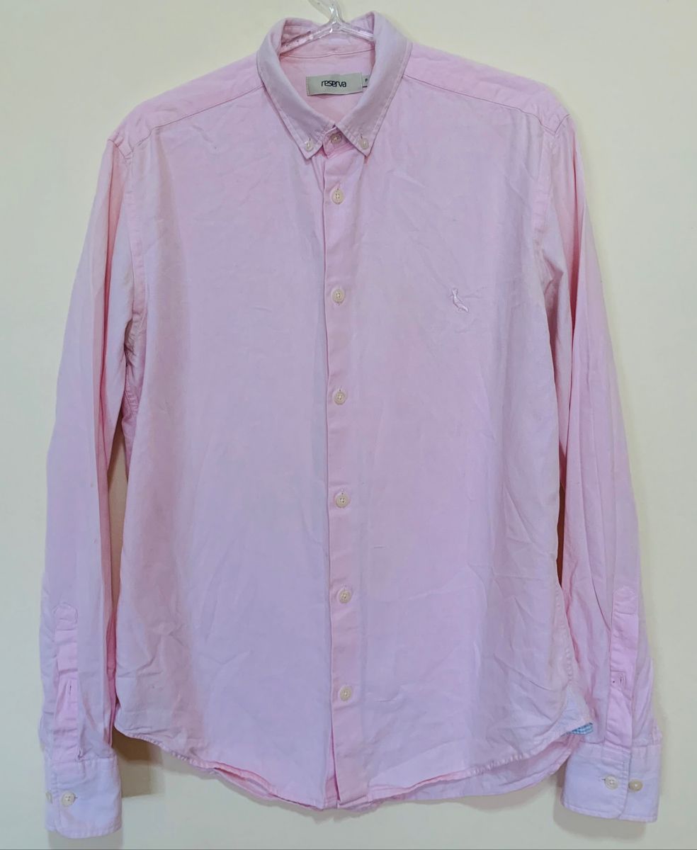camisa social masculina rosa bebe