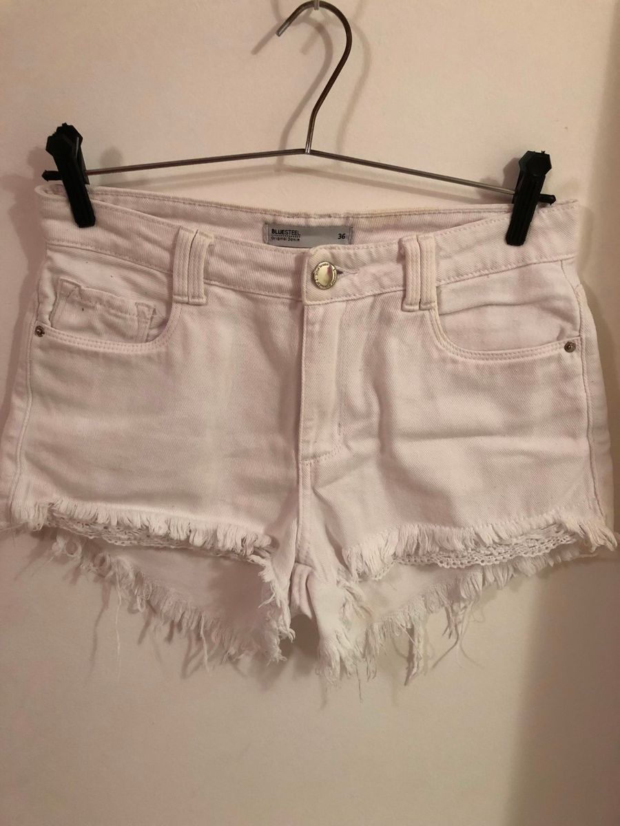 short jeans branco curto