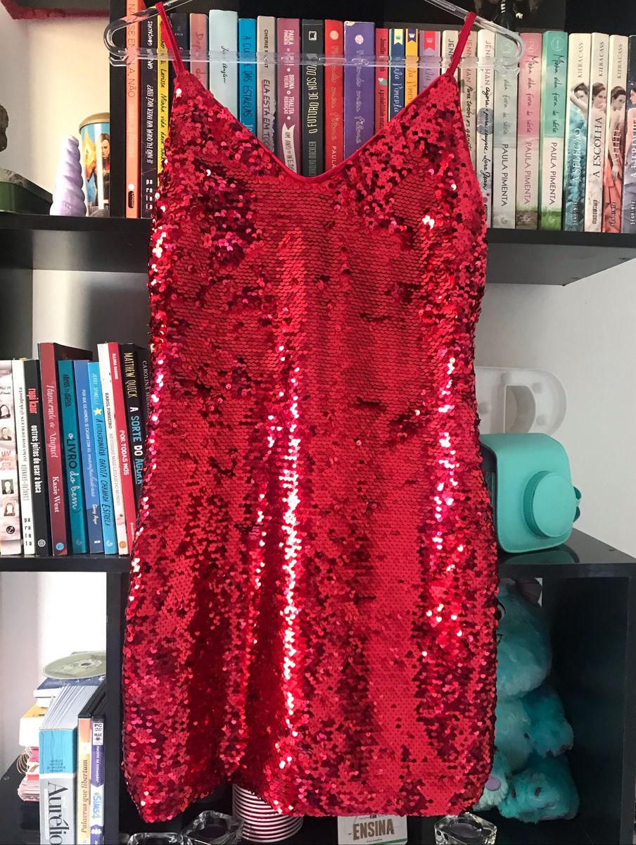 vestido vermelho paete curto