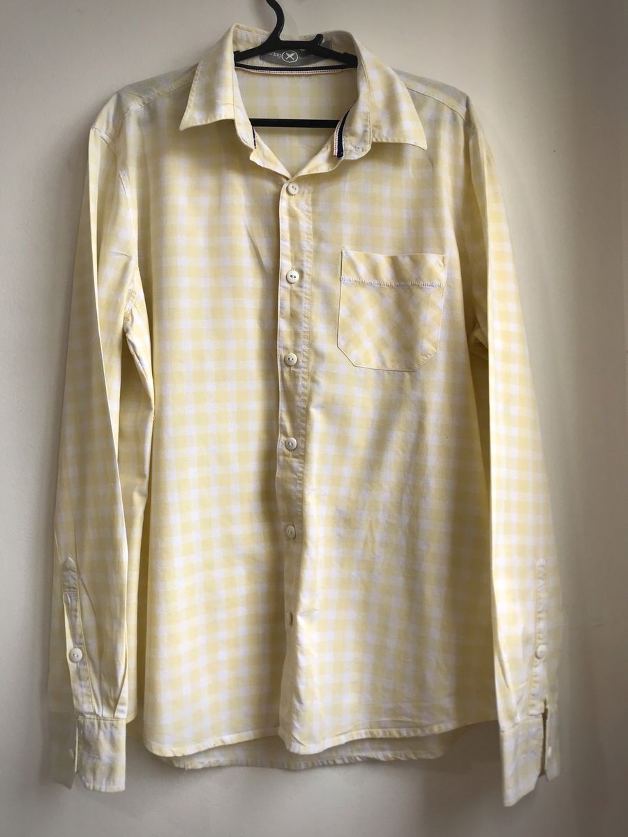 camisa xadrez amarela masculina