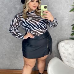 Saia de couro com babado best sale plus size