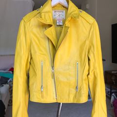 jaqueta de couro masculina amarela