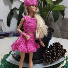 Kit Roupa C/ Vestido Em Couro Para Boneca Barbie 4 Pçs