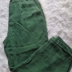 Calça alfaiataria cós elástico zara verde escuro