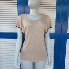 Blusa Tricot Azul Marinho Ombro de Fora Italiana