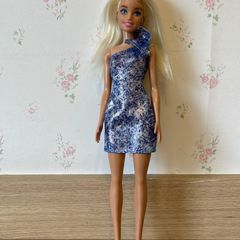 Boneca Barbie Fashion Vestido Glitter Loira Mattel - Roxo
