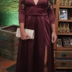 vestido de madrinha longo vinho marsala