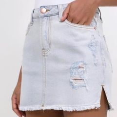 saia jeans curta barata