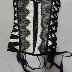 Cinto Estilo Corselet Corpete Espartilho Elástico Preto