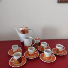 LINDO E ANTIGO JOGO PARA CHÁ E CAFÉ EM PORCELANA POZZANI. - Antiguidades -  Feliz 1053908953