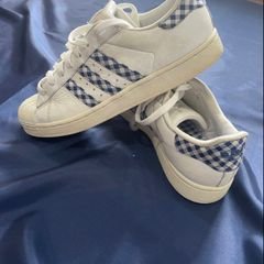 Adidas Super Star Branco com Listras Azuis, Tênis Feminino Adidas Usado  91473248