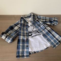 Camisa e Camiseta Marrom e Água Marinha Xadrez Tip Top, Roupa Infantil  para Menino Tip Top Usado 80467411