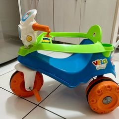 Triciclo Infantil Passeio e Pedal Velobaby com Empurrador Azul