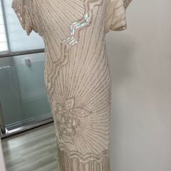 Vestido com best sale franja de vidrilho