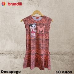 Vestido Infantil Turma da Mônica Verão Brandili Menina 4-8 Anos