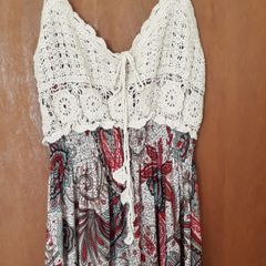 vestido de tecido com croche