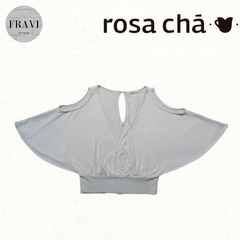 Blusa Tricot Azul Marinho Ombro de Fora Italiana